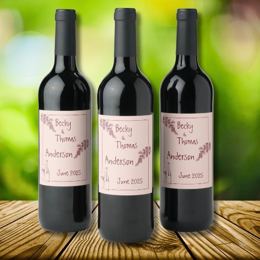 Einfaches Design mit drei Namen Weinetikett