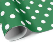 Einfaches Design mit weißen Punkten auf Grün Geschenkpapier (Rolleneckpunkt)