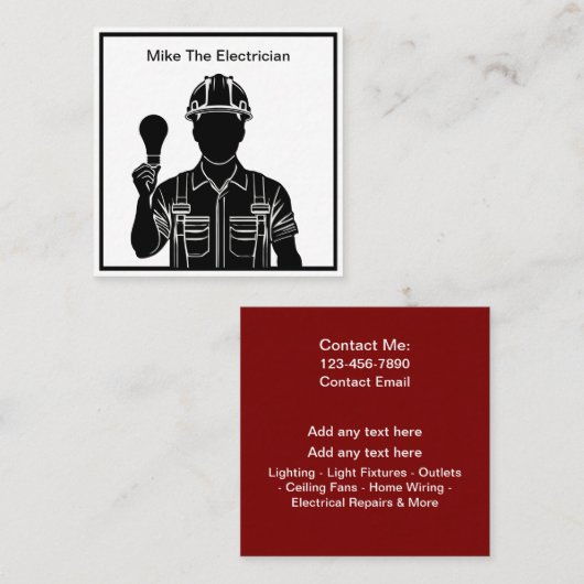 Einfaches Design moderner Electric Business Cards Quadratische Visitenkarte (Vorne/Hinten)