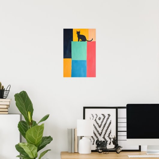 Einfaches Design schwarze Katze Poster (Heimbüro)