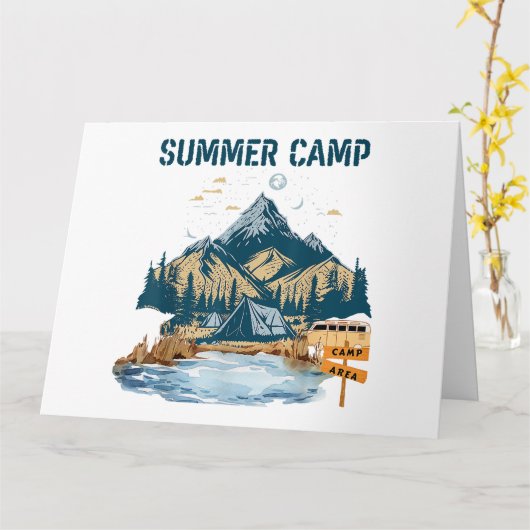 Einfaches Design Sommer Camp Karte (Gelbe Blume)
