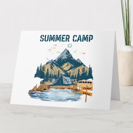 Einfaches Design Sommer Camp Karte (Vorderseite)