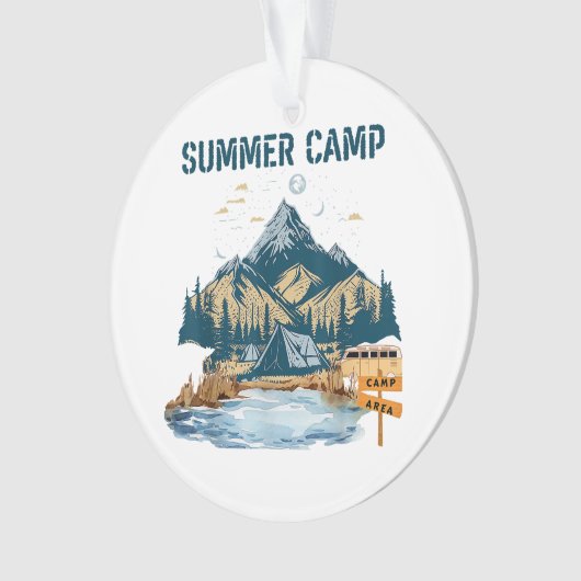 Einfaches Design Sommer Camp Ornament (Vorderseite)