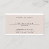 Einfaches Design Trendy Beige Brown Schlicht Visitenkarte (Rückseite)