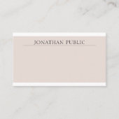 Einfaches Design Trendy Beige Brown Schlicht Visitenkarte (Vorderseite)