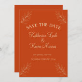 Einfaches Design von Burnt Orange- und Gold-Blätte Einladung (Vorne/Hinten)