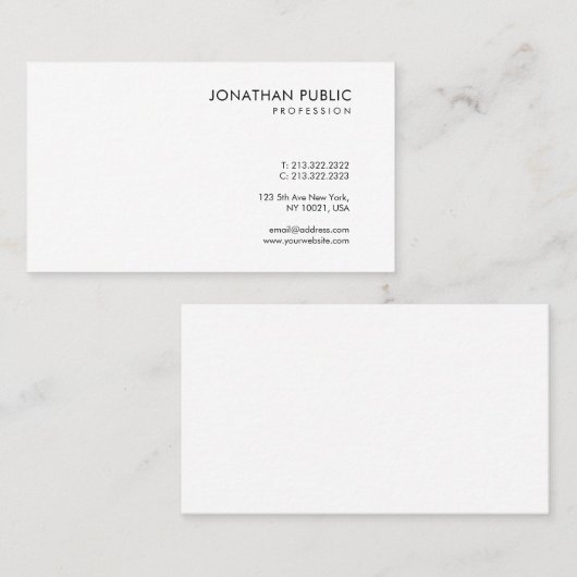Einfaches Design Weißes Template Modernes Design Visitenkarte (Vorne/Hinten)
