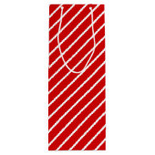 Einfaches, diagonal-weiße Streifen-Muster auf Rot Geschenktüte Für Weinflaschen (Rückseite)