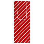 Einfaches, diagonal-weiße Streifen-Muster auf Rot Geschenktüte Für Weinflaschen (Vorderseite)