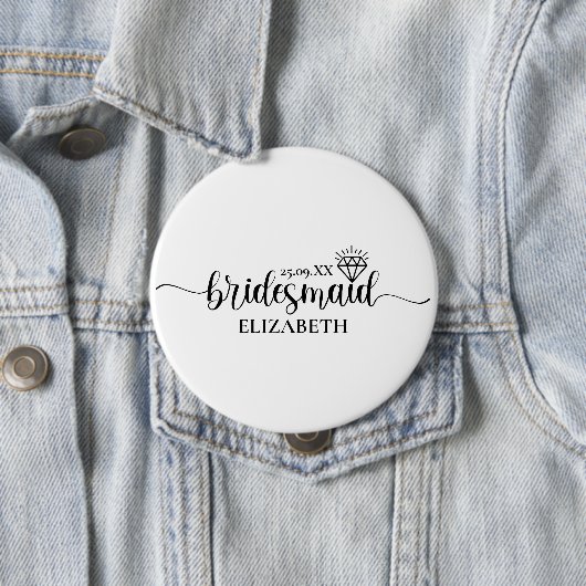 Einfaches Diamant Elegantes Skript Junggesellinnen Button (Beispiel)