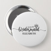 Einfaches Diamant Elegantes Skript Junggesellinnen Button (Vorne & Hinten)