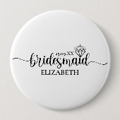 Einfaches Diamant Elegantes Skript Junggesellinnen Button (Vorderseite)