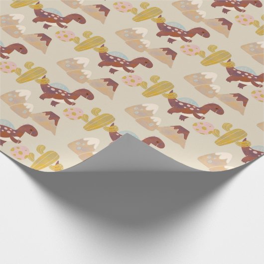 Einfaches Dinosaurier Muster Kids Wrapping Paper Geschenkpapier (Ecke)