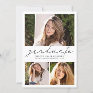 Einfaches DIY modernes Skript des Abschluss-3-Foto Ankündigung