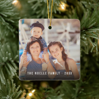 Einfaches Double Foto Moderner Weihnachtsfeiertag Keramikornament