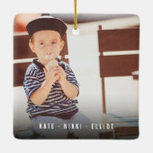 Einfaches Double Foto Moderner Weihnachtsfeiertag Keramikornament (Rückseite)