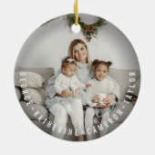 Einfaches Double Foto Moderner Weihnachtsfeiertag Keramikornament (Hinten)
