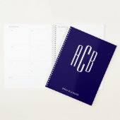 Einfaches drei Buchstaben Monogramm Dunkelblau Planer (Anzeige)