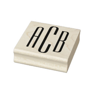 Einfaches drei Buchstaben Monogramm Gummistempel