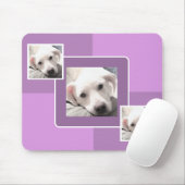 Einfaches Drei Foto Modernes Square Design Lila Mousepad (Mit Mouse)