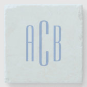Einfaches dreibuchstabiges blaues Monogramm Steinuntersetzer (Vorderseite)