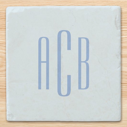 Einfaches dreibuchstabiges blaues Monogramm Steinuntersetzer
