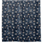 Einfaches Dunkelblau mit Schneeflocken Duschvorhang (Vorderseite)