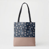 Einfaches Dunkelblau mit Schneeflocken-Farblock Tasche (Vorderseite)