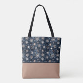 Einfaches Dunkelblau mit Schneeflocken-Farblock Tasche (Rückseite)