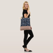Einfaches Dunkelblau mit Schneeflocken-Farblock Tasche (Am Model)