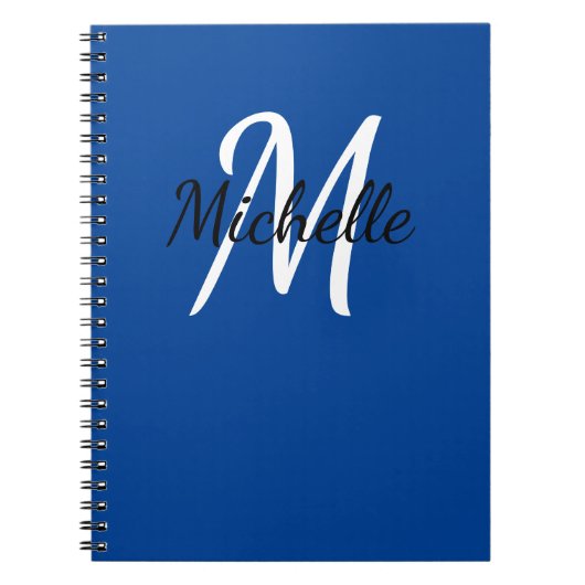 Einfaches Dunkelblau Monogramm Notizblock (Vorderseite)