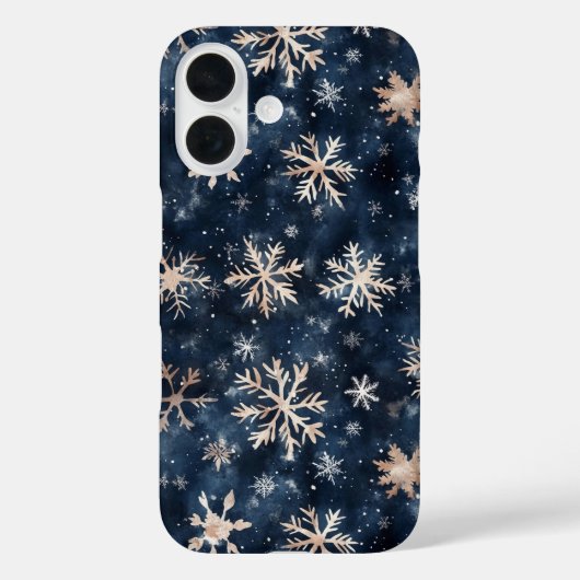 Einfaches dunkles Blau mit Schneeflocken Case-Mate iPhone Hülle (Rückseite)