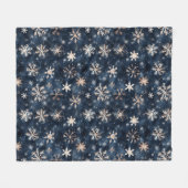Einfaches dunkles Blau mit Schneeflocken Fleecedecke (Vorderseite (Horizontal))