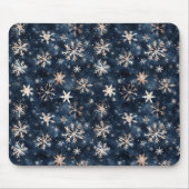 Einfaches dunkles Blau mit Schneeflocken Mousepad (Vorne)