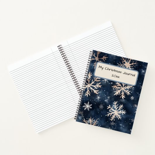 Einfaches dunkles Blau mit Schneeflocken Notizblock (Innenseite)
