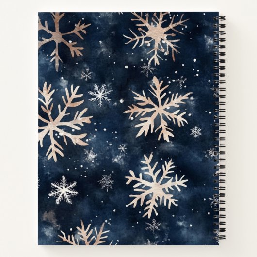 Einfaches dunkles Blau mit Schneeflocken Notizblock (Rückseite)