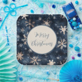 Einfaches dunkles Blau mit Schneeflocken Pappteller (Party)