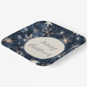 Einfaches dunkles Blau mit Schneeflocken Pappteller (Gewinkelt)