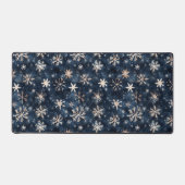 Einfaches dunkles Blau mit Schneeflocken Schreibtischunterlage (Vorderseite)