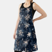 Einfaches dunkles Blau mit Schneeflocken Schürze (InSitu)