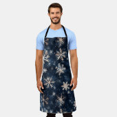 Einfaches dunkles Blau mit Schneeflocken Schürze (Getragen)