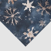 Einfaches dunkles Blau mit Schneeflocken Seidenpapier (Detail)