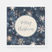 Einfaches dunkles Blau mit Schneeflocken Serviette (Vorderseite)