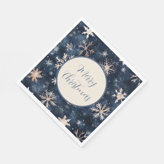 Einfaches dunkles Blau mit Schneeflocken Serviette (Ecke)