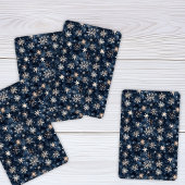 Einfaches dunkles Blau mit Schneeflocken Spielkarten
