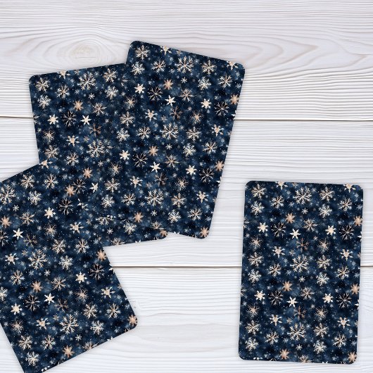 Einfaches dunkles Blau mit Schneeflocken Spielkarten