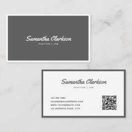 Einfaches dunkles Grau-Cursive Skriptgrenze QR-Cod Visitenkarte