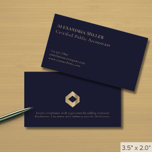 Einfaches dunkles Navy Blue Gold Logo Visitenkarte