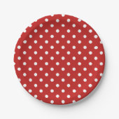 Einfaches dunkles Red Big White Polka Dot Muster Pappteller (Vorderseite)