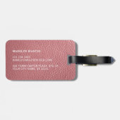 Einfaches, dunkles Rosa, Mauve Leather Look Gepäckanhänger (Rückseite horizontal)
